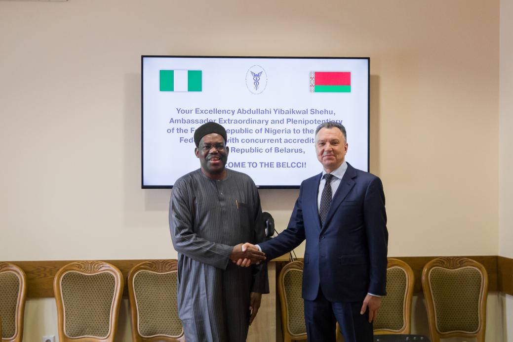 The BelCCI Chairman Vladimir Ulakhovich meets Ambassador Extraordinary and Plenipotentiary of Nigeria Abdullahi Shehu The BelCCI Chairman Vladimir Ulakhovich meets Ambassador Extraordinary and Plenipotentiary of Nigeria Abdullahi Shehu