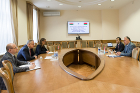 Встреча председателя БелТПП М.Мятликова с Чрезвычайным и Полномочным Послом Республики Таджикистан в Республике Беларусь М.Хакдодом