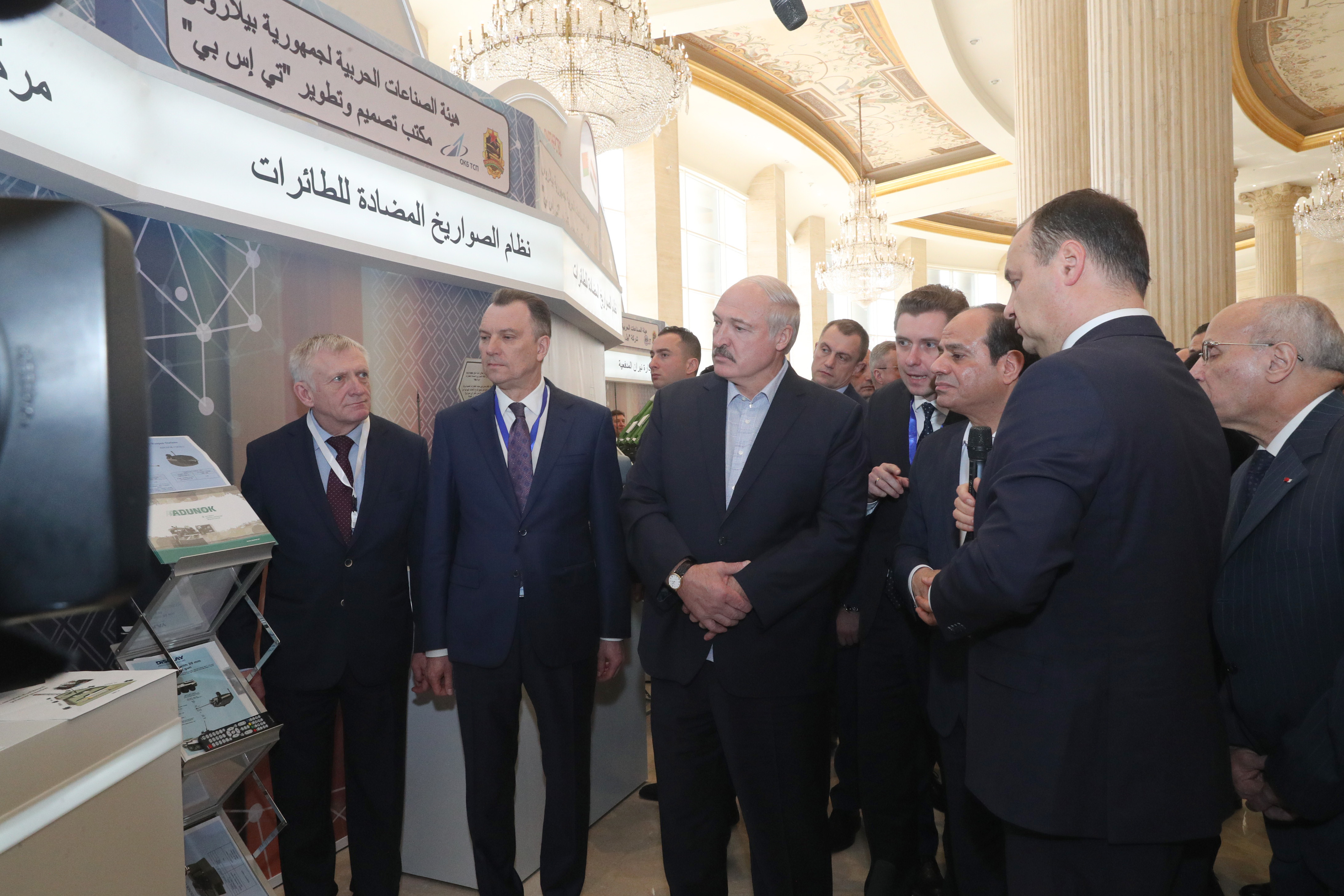 The President of the Republic of Belarus Aleksandr Lukashenko and the President of the Arab Republic of Egypt Abdel Fattah al-Sisi visit the exhibition of joint scientific and technical projects