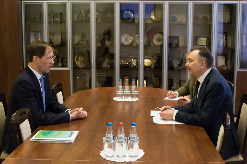 The BelCCI Chairman Vladimir Ulakhovich meets Chairman of the Board of Lisbon-Vladivostok Initiative Ulf Schneider The BelCCI Chairman Vladimir Ulakhovich meets Chairman of the Board of Lisbon-Vladivostok Initiative Ulf Schneider